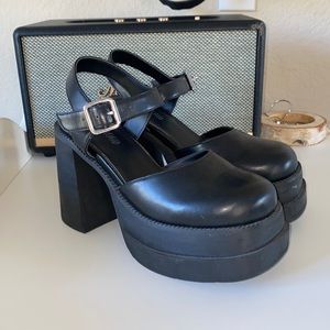 Black Platform Mary Jane Heels